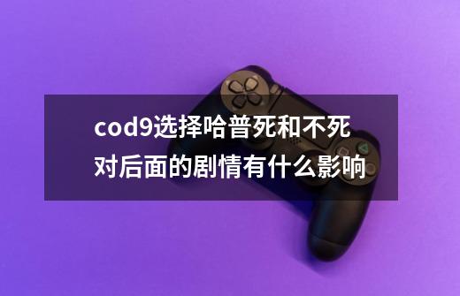 cod9选择哈普死和不死对后面的剧情有什么影响-第1张-游戏信息-四季网